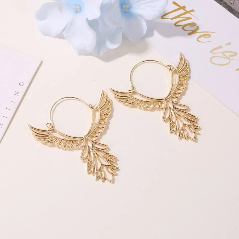 Gold Bohemian Eagle Wings Angel Wings Southwestern Earrings NEW - Picture 5 of 5